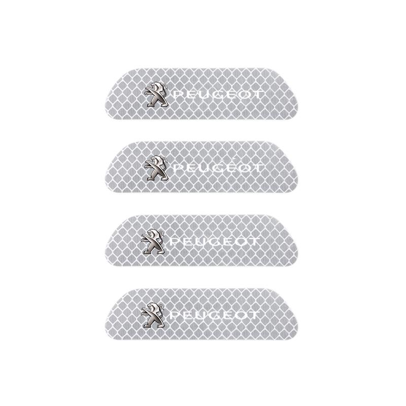 4PCS Car Door Sticker Safety Warning Reflective Mark For Peugeot 408 4008 308 3008 Rifter 5008 508 2008 208 301 RCZ 106 107 205