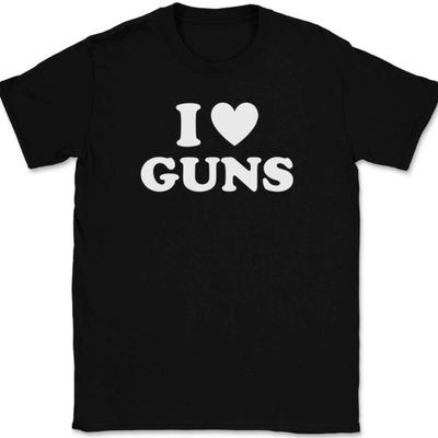 Ich Liebe Herz Pistolen T-Shirt Tee Lustig Schießen Neuheit Geschenk