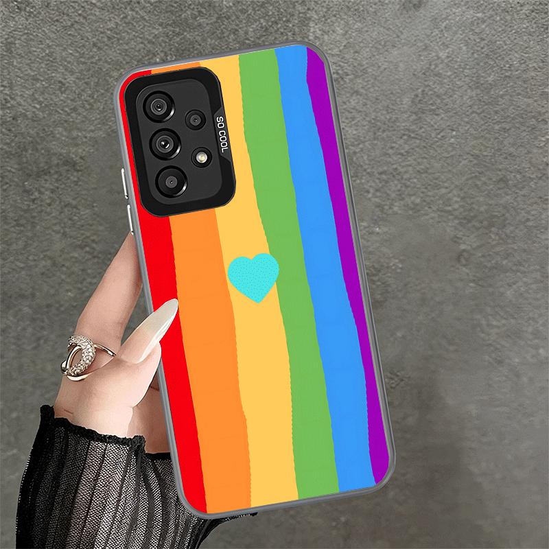 Rainbow Gradient Love Desgin Soft Phone Case for Samsung A17 A16 A15 A14 A13 A57 A56 A55 A54 A53 A37 A36 A35 A34 A33 A26 A25 A24