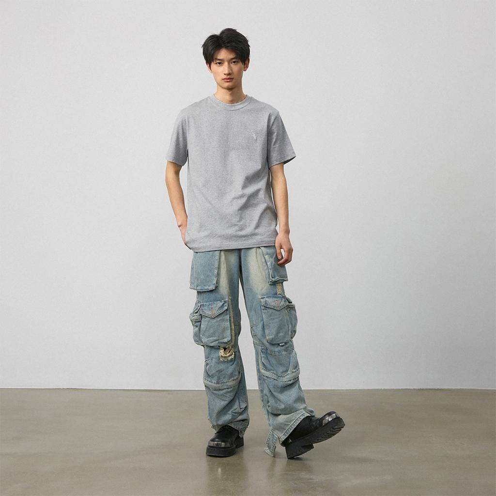 New MLB x SHISHANGYUNDONGXILIE X JICHUHUIBIAO T Shirt Unisex Gray 3ATSB0243-44MGS