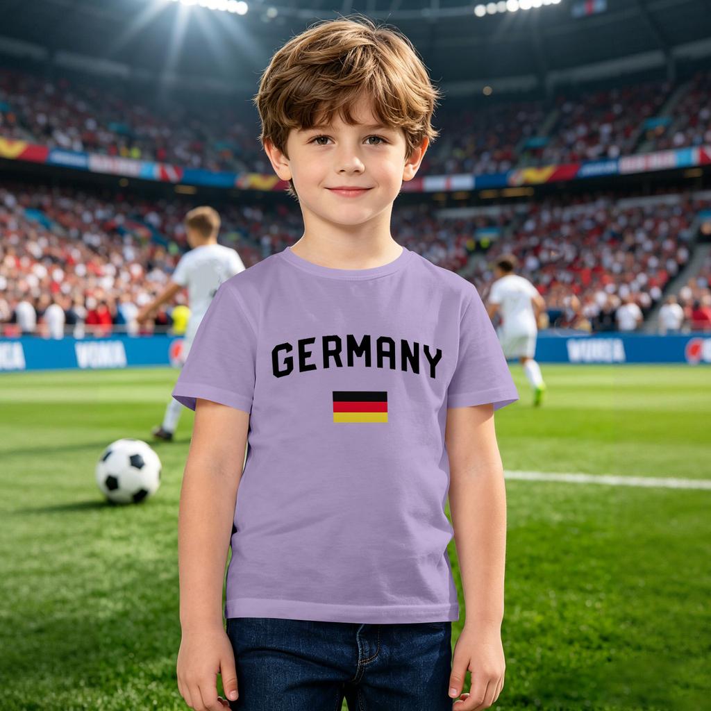 Kids Loose Fit Casual T-Shirt Germany World Cup Inspired Print Children Short Sleeve Tee Boys Girls Soft Cotton Top