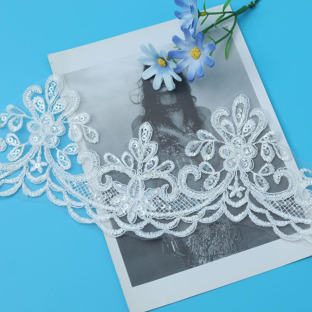 Car Bone Lace Embroidery Lace Accessories Book White Transparent Piece Lace Wedding Veil Embroidery Accessories 16Cm