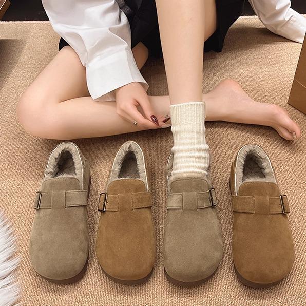 Birkenstocks All-Inclusive Winter Neu Ein-Pedal Doudou Schuhe Gestapelte Verdickte Baumwollschuhe Flauschige Schuhe Schneestiefel