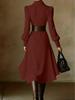 Autumn 2025 Elegant White Waist-Cinched French Formal Dress