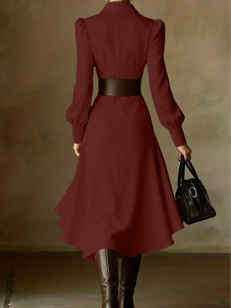 Autumn 2025 Elegant White Waist-Cinched French Formal Dress
