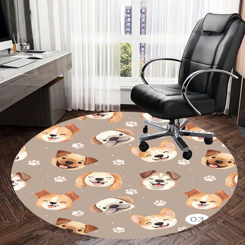 1pc Dogs with happy expressions Round carpet, Perfect for Decorating Chairs, Living Rooms, Or Bedrooms, for Living Room.123