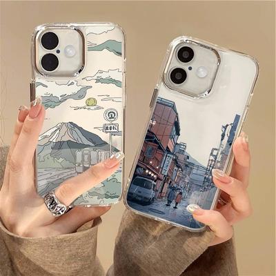 Weiche TPU-Hülle mit Cartoon-Animationsszenen-Druck für iPhone 16 Pro Max 15 Plus 14 13 Pro 12 11 Überzugslinsenrahmen Klare stoßfeste Telefonabdeckung