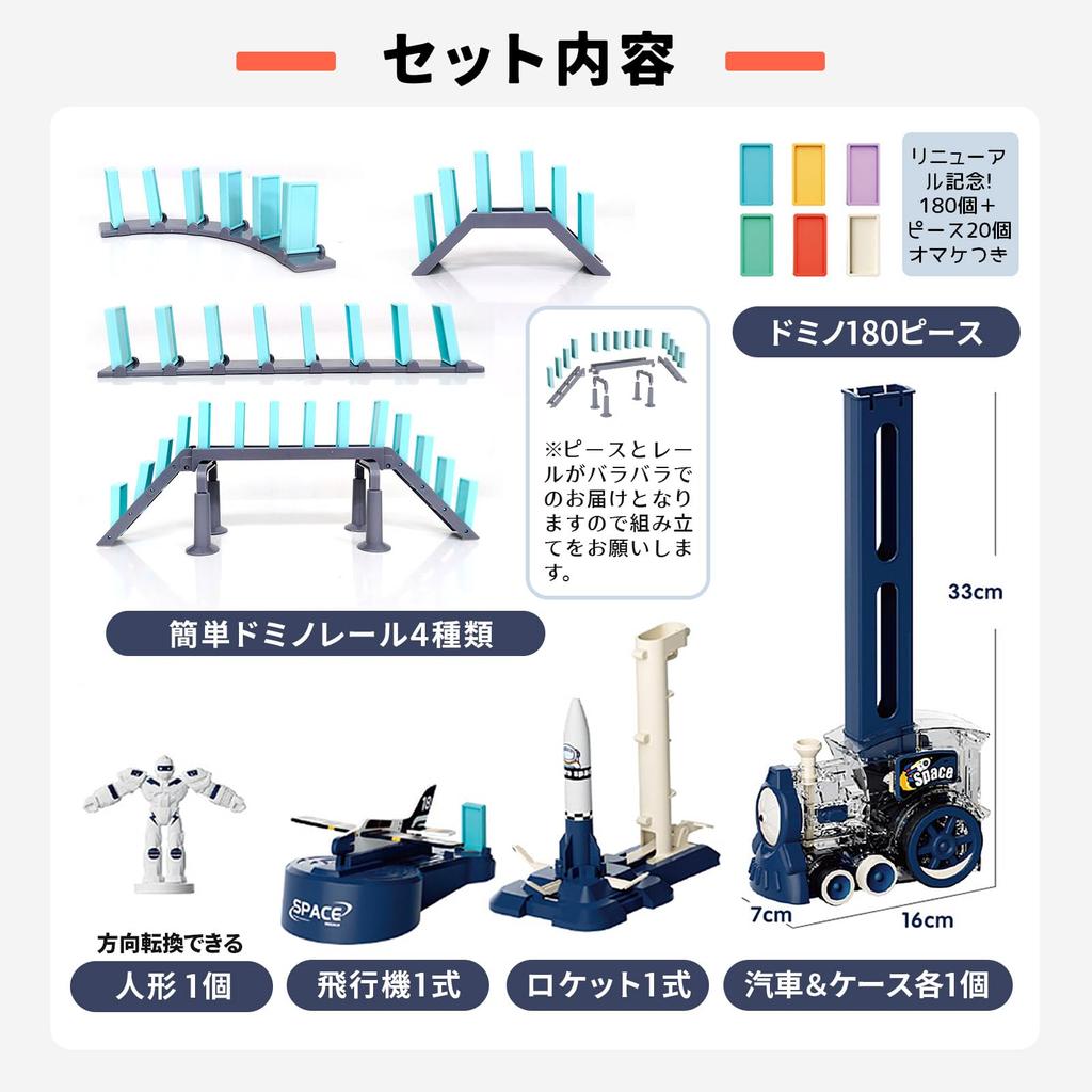 Wrapping Carefully Selected by Japanese Small and Domino Train Airplane Rocket 180 Pieces Educational Toy Domino Toppling Locomotive Train Birthday