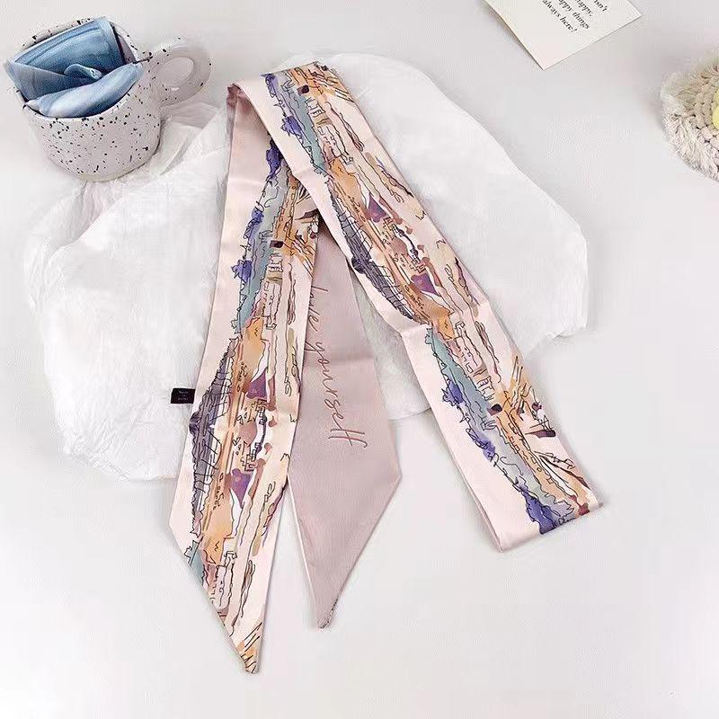 Korean Style Silk Scarf and Hairband Set - Versatile Women's Accessory for Summer