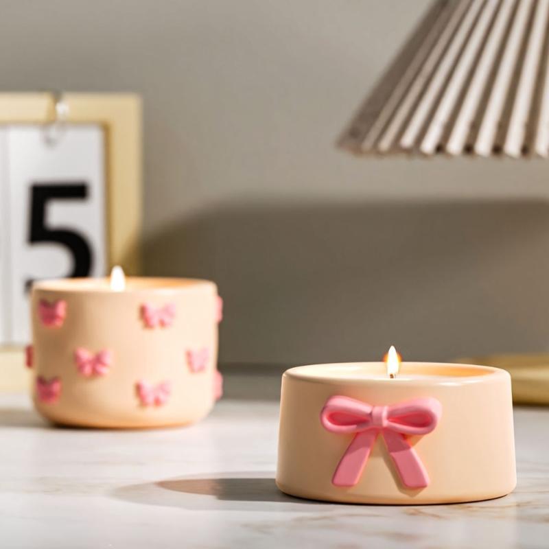 Reusable Crafting Mold Bowknot Shape Succulents Planter Moulds Silicone Texture for Handmade Storage Box Containers