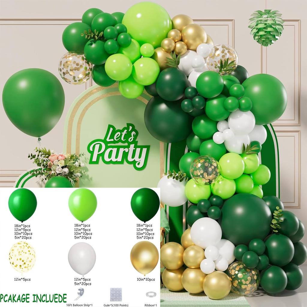 Jungle Green Birthday Arrangement Balloon Chain Package Festive Wreath Arch Party Decoration
