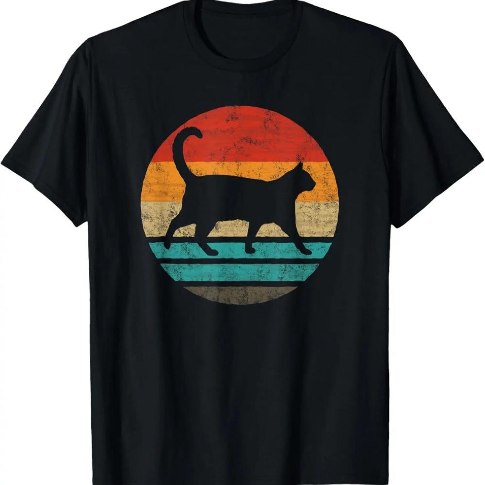 

Винтажная футболка в стиле ретро с изображением кота XXXL чёрный