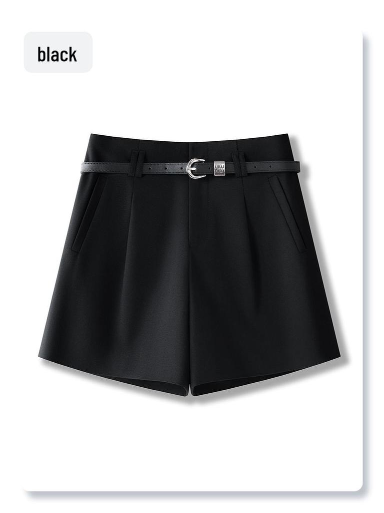 Women's Off-White High-Waisted A-Line Suit Shorts: Spring/Summer 2025 Casual Wide-Leg Slimming Fit