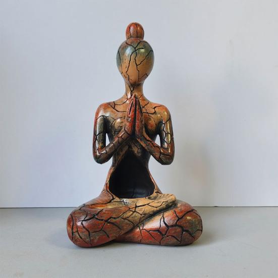 Estatueta de Meditação Yoga Mulheres Sentadas Abstratas Escultura de Estátua de Resina Decoração de Ornamento Zen para Interior Exterior Sala de Yoga