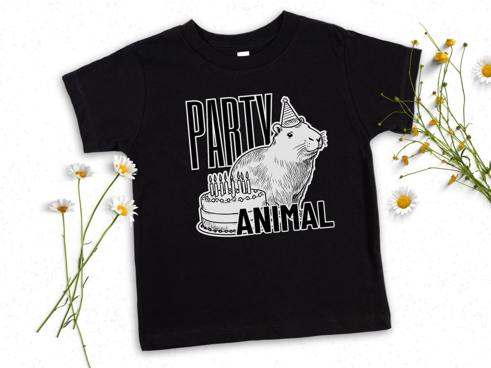 Cute Capybara Birthday Shirt for Kids, Party Animal Capybara Unisex Tshirt, Funny Children’s Birthday T-Shirt, Capybara Tee for Boy & Girl 110