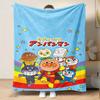 Kawaii Anpanman Printed Throw Blanket Soft Comfortable Warm Blanket For Kids Nursery Bedroom Living Room Office Travel Camping