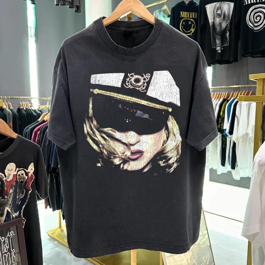 1993 Madonna The Girlie Show Ausgewaschenes T-Shirt Schwarz XL