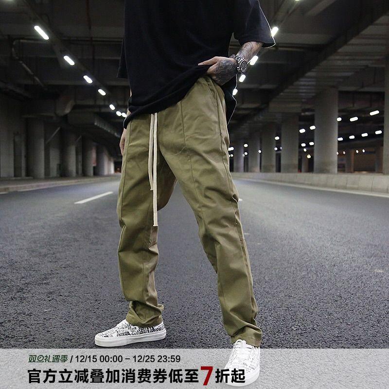 

Fog Style Sixth Season High Street Wind Drawstring Straight Loose Overalls Ins Retro Solid All-Match Casual Pants Fashion Man