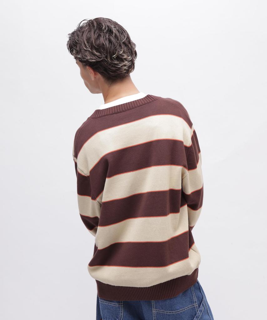 AVIREX V-NECK BORDER KNIT Men's L 050 Braun 783-4240006