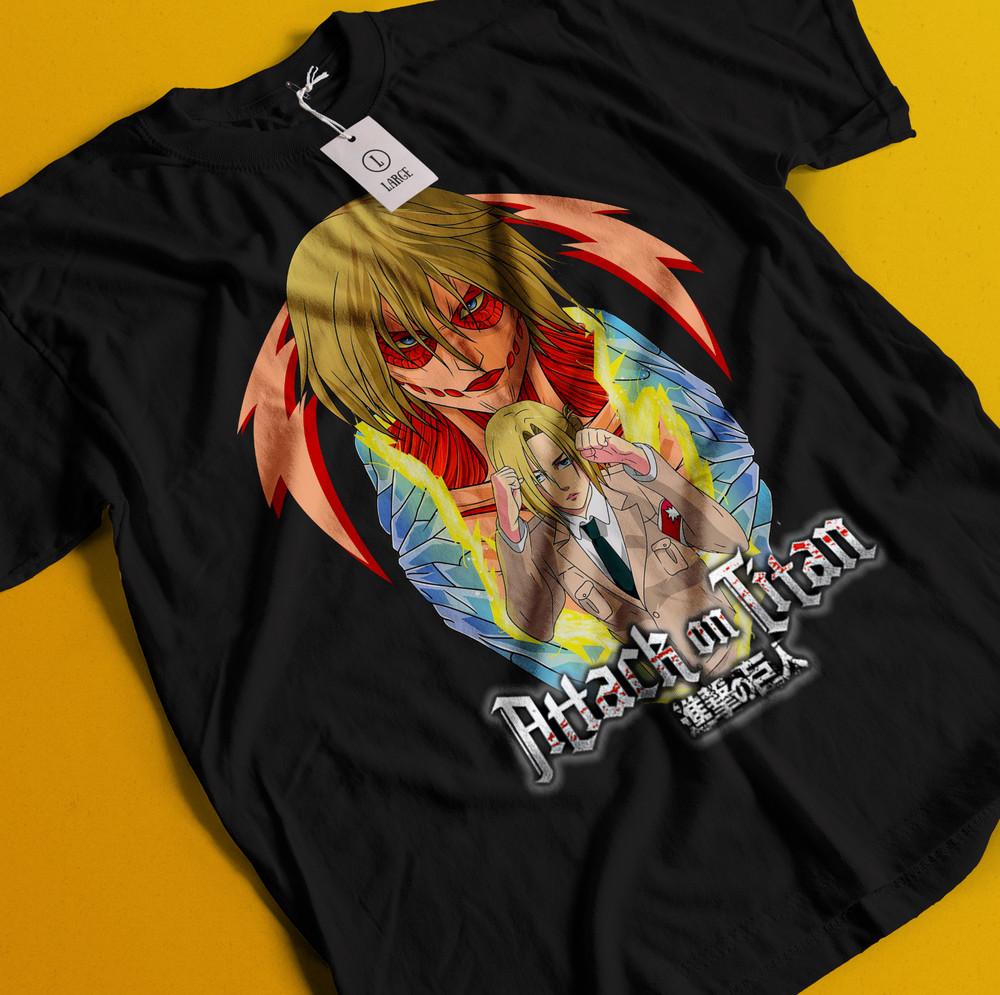 

Attack On Titan Shirt Eren Mikasa Tshirt Levi T-Shirt AOT Annie Female Armin Tee L