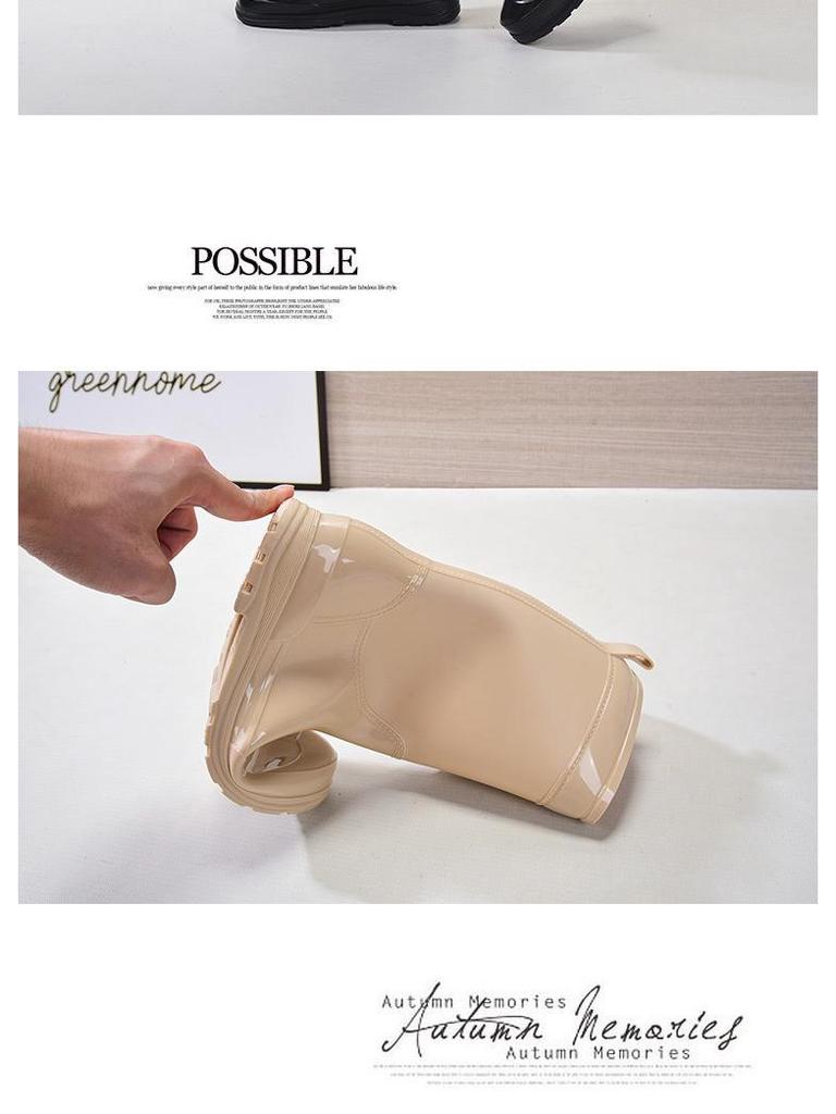 Women's Waterproof Thick-Soled Mid-Calf Rain Boots - Non-Slip, Wear-Resistant, Warm Rubber Shoes for Work and Wading.