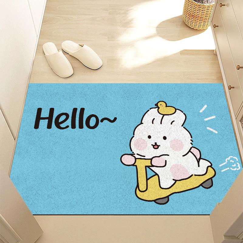 Cartoon Animal Welcome Carpet WELCOME HOME Mat Hexagon Shape Rug Entryway Mat for Home Decoration Healing Style Welcome Mat 40X60CM