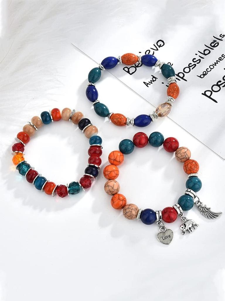 Bracelets for Women and Girls Beads Bracelets for Women | Bohemian Style Stretchable Love Charm Beads Bracelet