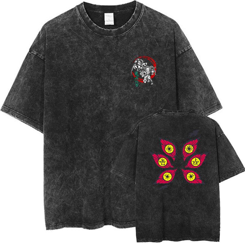 

Anime Demon Slayer T Shirt Women Washed Vintage Streetwear Tees Casual New Cotton Summer TShirt L