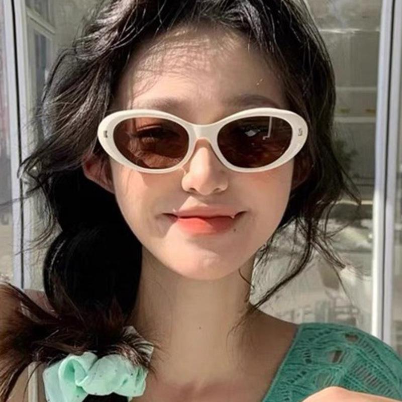 Oval Rice Nail Cat Eye Sunglasses Sunglasses Advanced Sense Street Shot Uv Protection Sunglasses Women