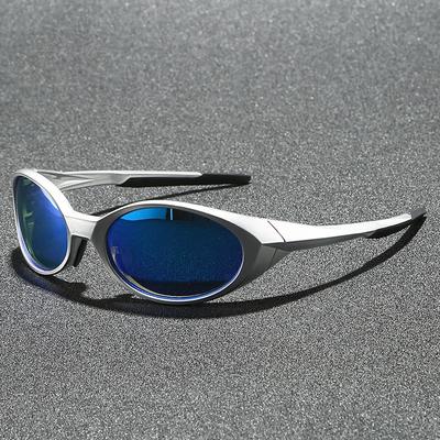 Occhiali da Sole Polarizzati Sportivi da Esterno 2025 Donna Uomo Unisex Lenti Ovali Riflettenti a Specchio Tonalità Patchwork Colorato