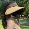 Shawl Sun Hat with Enlarged Brim Sun Hat for Women Summer Straw Empty Top Sun Hat Foldable