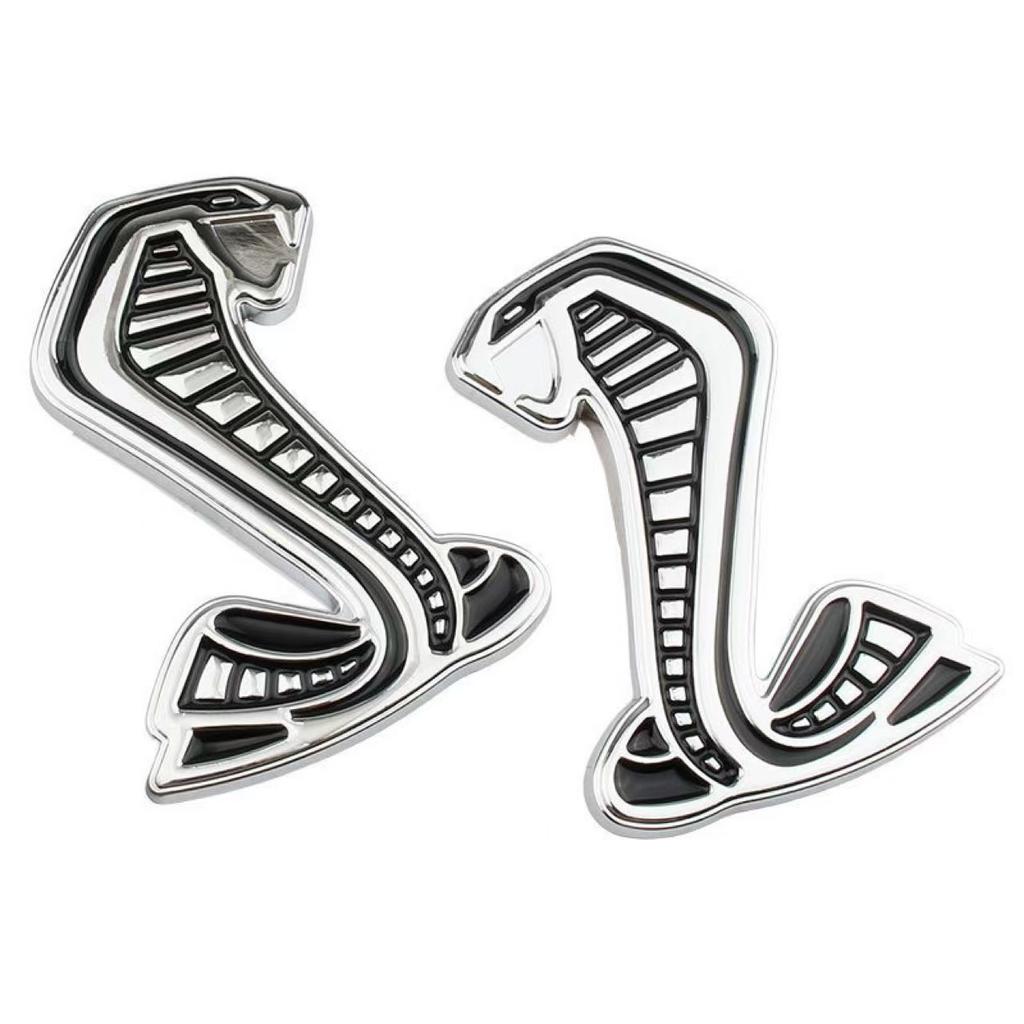 3D Metal Cobra Logo Sticker Car Front Grille Badge Body Fender Rear Trunk Emblem Decal Decor Accessories