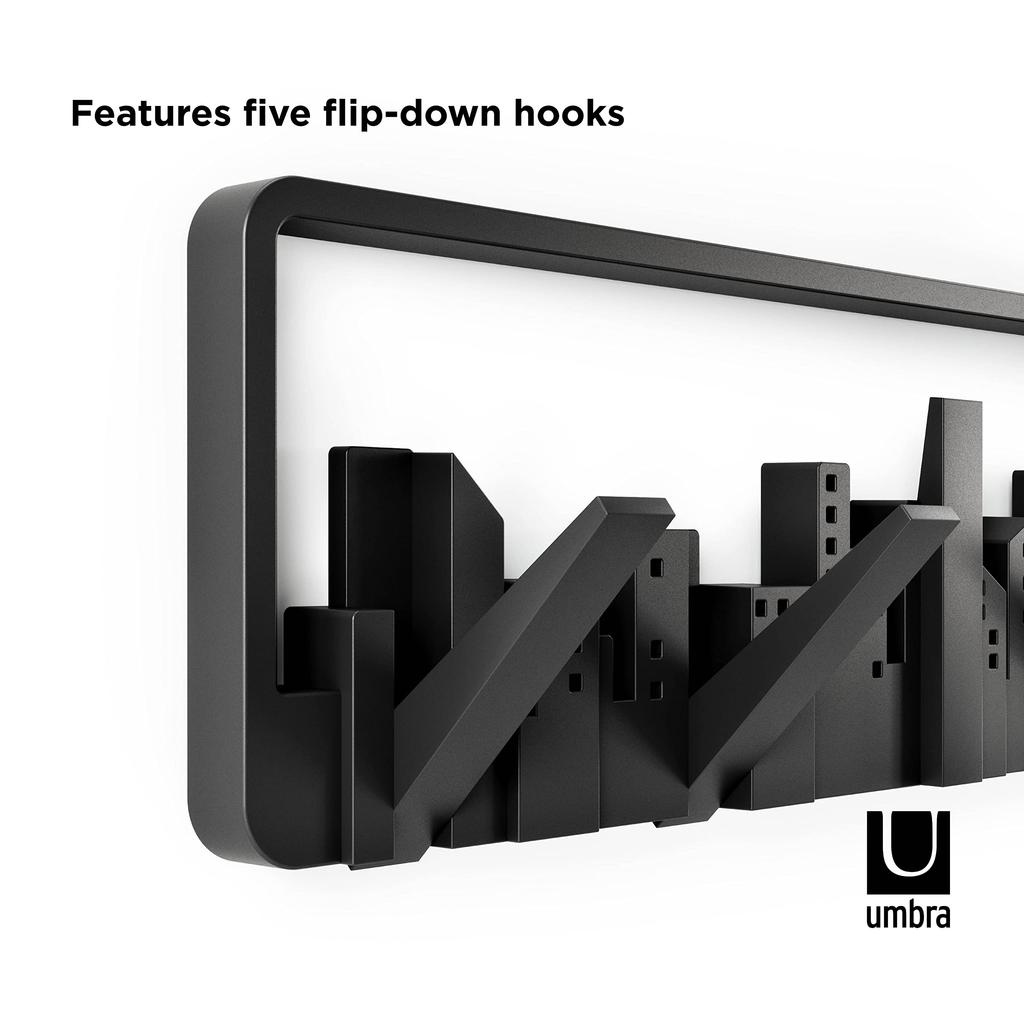 Umbra SKYLINE MULTI HOOK Wall Hook Hanger, Black, 2318190-040