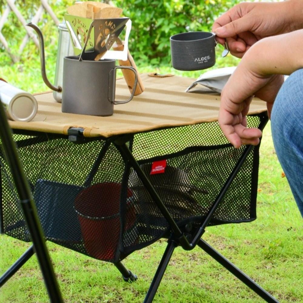 Portable Picnic Table Storage Net Bag Large Capacity Black Mesh Bag Outdoor