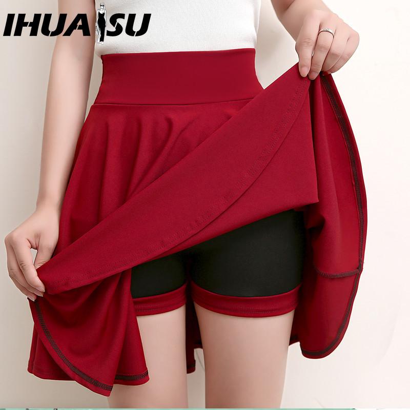Fashion 16 Ihuasu Color Womens Casual Solid Color Print Summer Spring Skirt