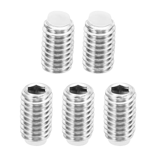 PATIKIL M6 x 10mm Nylon Tip Set Screws, Pack of 5, Metric Hex Socket Head Cup Point Anti-Slip Set Screws, Internal Hex Drive Hardware, 304 Stainless S