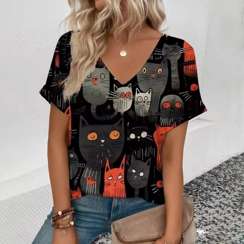 Vintage T Shirt For Women 3d Print Tees Top Fashion Pullover Aesthetic Female Clothing Summer Casual Oversized Tee