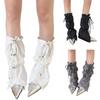 Damen Punk Baggy Locker Beinwärmer Gamaschen mit Kordelzug Harajuku Cargo Fußabdeckung Ausgestellte Fußlose Socken Streetwear