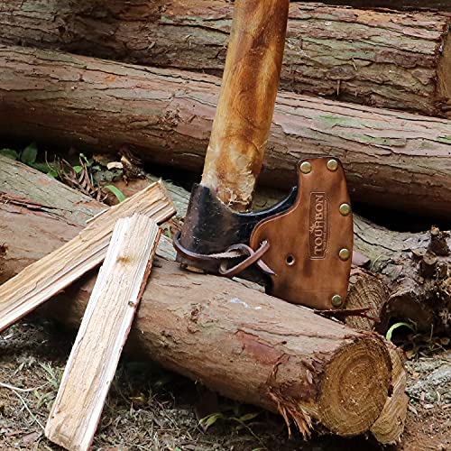 TOURBON Axe Cover Sheath Leather Hand Axe Case for Camping and Wood Splitting