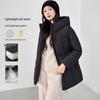 HSTYLE Women's Mid-Length White Duck Down Hooded Puffer Jacket