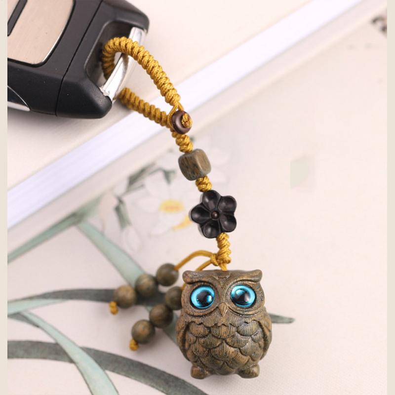 Owl Wooden Keychain Portable Fashionable Phone Charm Delicate Owl Decor Purse Pendant For Family Friends Colleagues