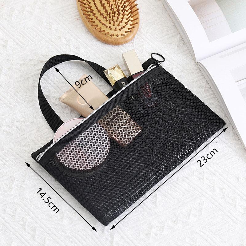 

Pink Mesh Multi-pocket Mini Makeup Bag Swimming Bag Portable Travel Storage Bag Portable Bath Bags Beach Bags One Pack чёрный