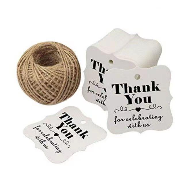 Geschenkanhänger: 100er-Pack Kraftbraun, Weiß & Schwarz 'Danke'-Etiketten für Partys & Hochzeiten