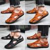 Men's Plus Size Closed Toe Leather Sandals - Trendy British Casual Beach Shoes