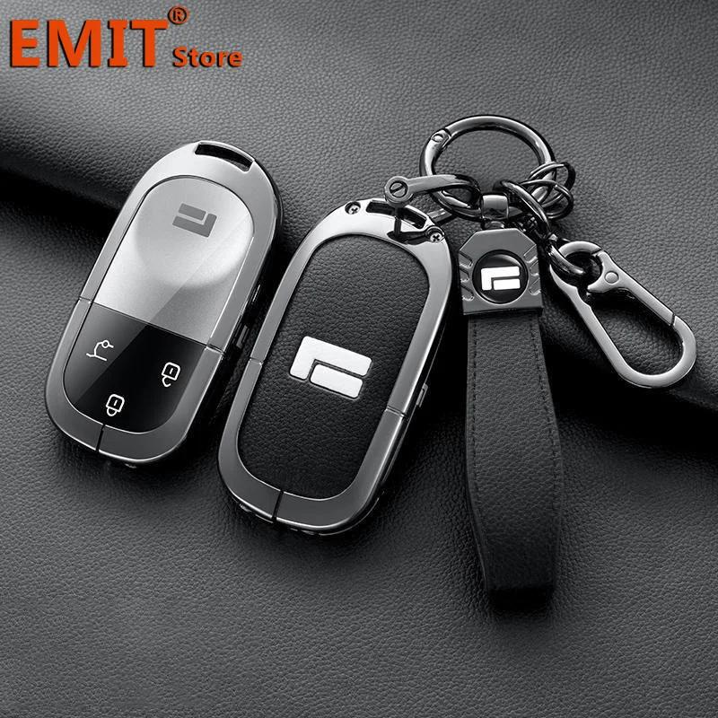 Fit For Baic Jishi Polestone 01 Polestones Zinc Alloy Genuine Leather Auto Key Fob Remote Smart Case Cover Housing Key Ring Ring Mount Auto