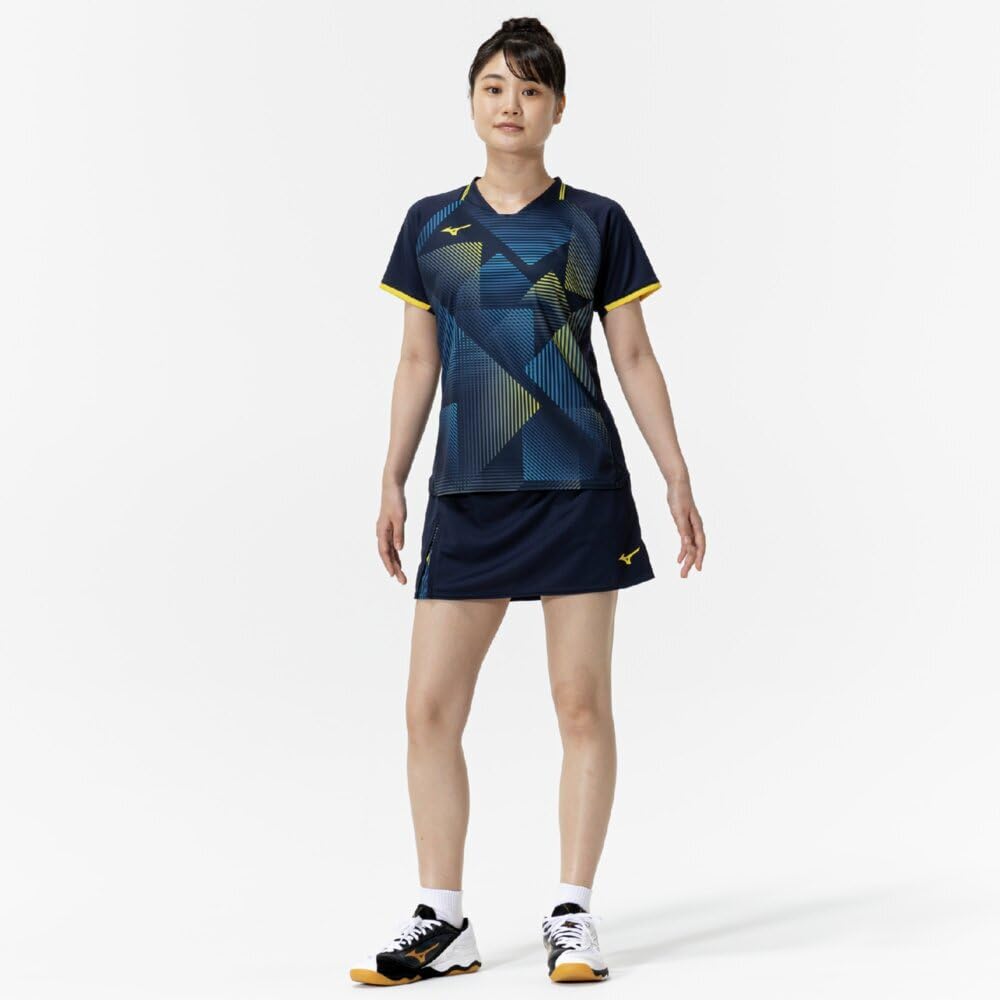 Table Tennis Game Short JTTA Dress Size 82JAC200 Shirt, Sleeve, Certified, Moisture-Wicking, Quick-Drying, Women's, Navy, L,