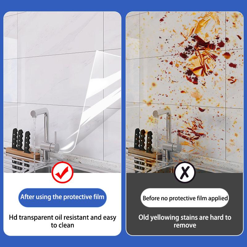 Oil Pollution Prevention Adhesive Wall Wallpaper Electrostatic Adsorption Kitchen Transparent Waterproof Wall Sticker Stickers