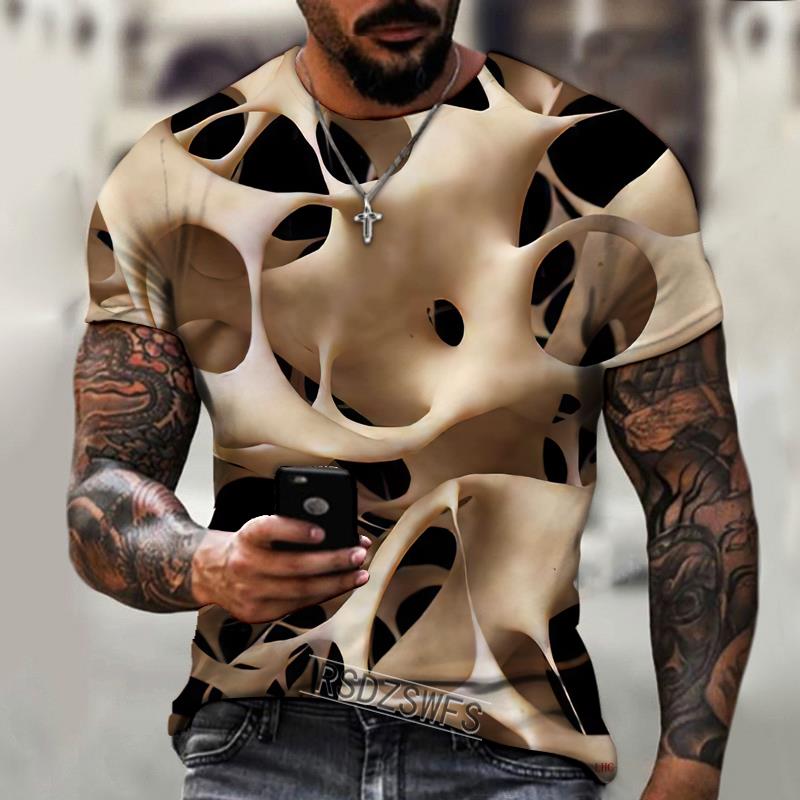 2025 Brand Men's Summer Short Sleeve Three-dimensional Pattern 3d Printing Men's T-shirt Trendy Streetwear