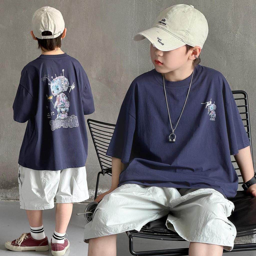 Trendy Boys' Summer Two-Piece Set: Short Sleeve T-Shirt & Casual Sports Shorts