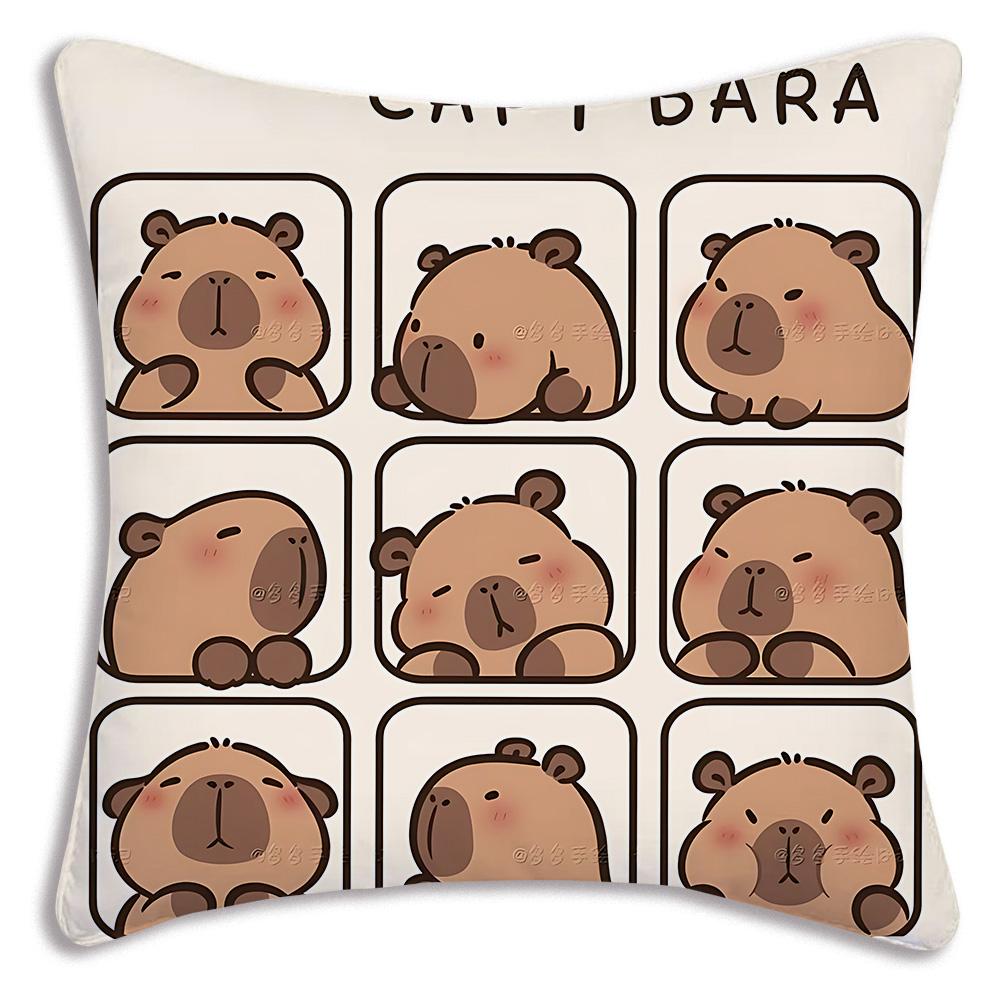 Cute animal C-Capybaras Pillow Covers Cartoon Sofa Decorative Home Double-sided Printing Short Plush Cute Cushion Cover